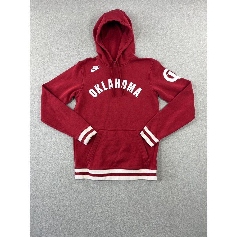 University Of Oklahoma Sweatshirt Mens S Red Nike OU Sooners Pullover Hoodie
